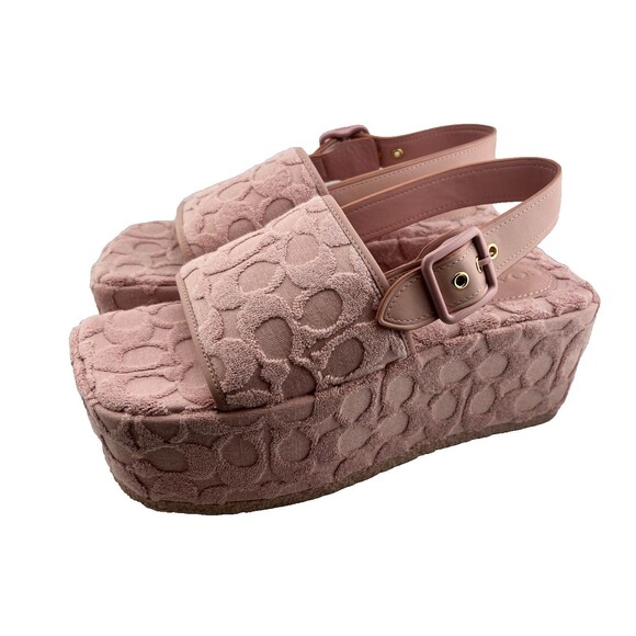 COACH Women's 9 B Noelle Terry Cloth Pink Platform Sandals Shoes Pool Chunky Y2K - Picture 3 of 12